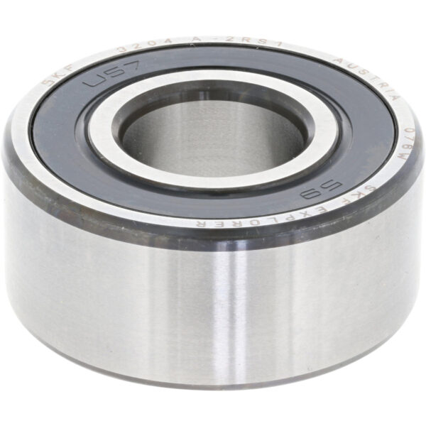 Double Row Angular Contact Bearing - 20 mm Bore, 47 mm OD, 0.8125 in Width, Open, 30 ° Contact Angle on white background.