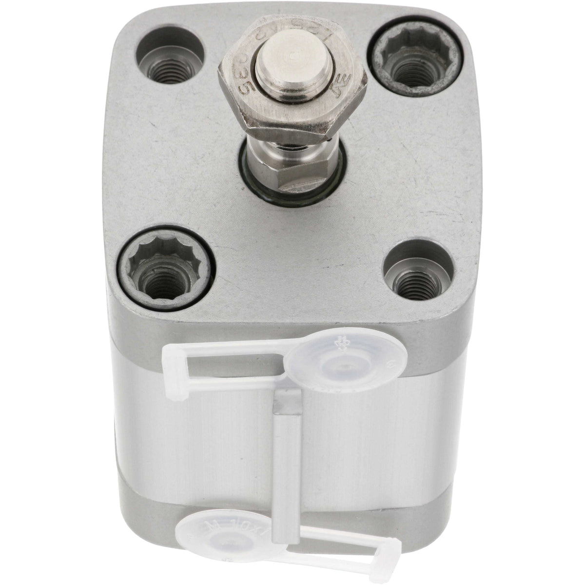 grey compact air cylinder on white background.