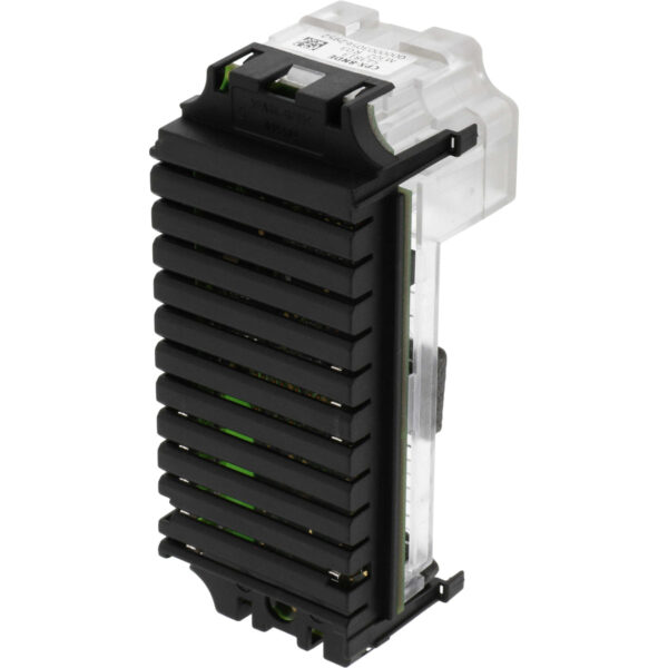 Black and semi transparent plastic Input Module on white background.