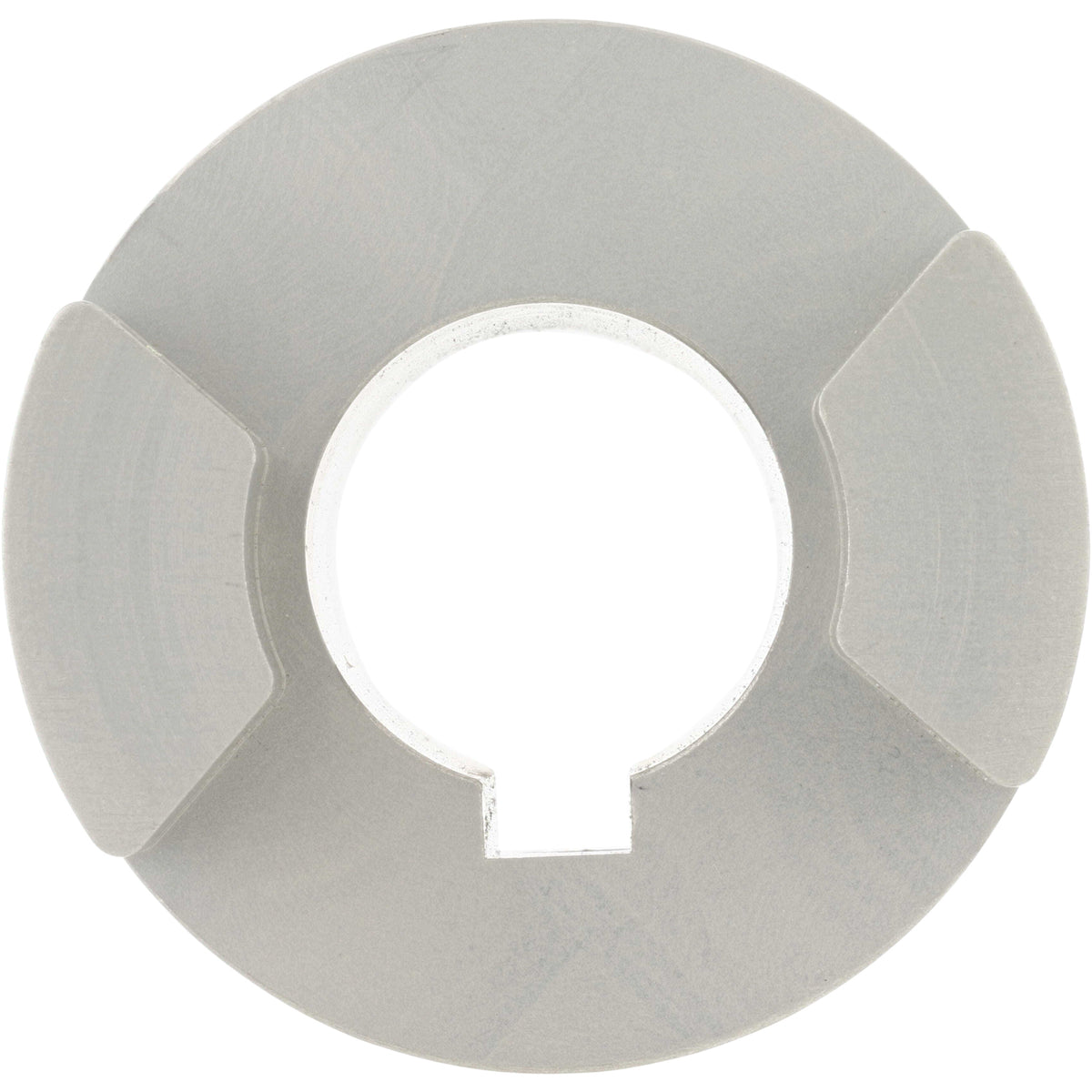 Hard anodized aluminum motor coupler on white background.