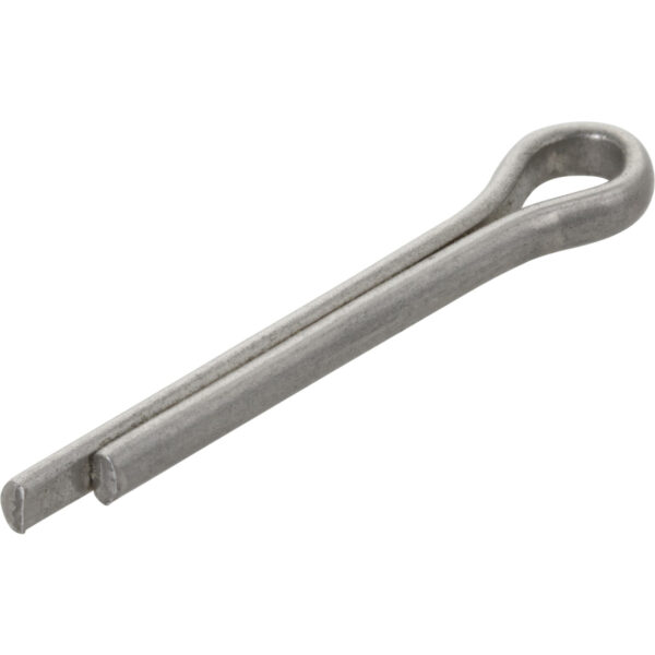 Stainless steel cotter pin on white background.