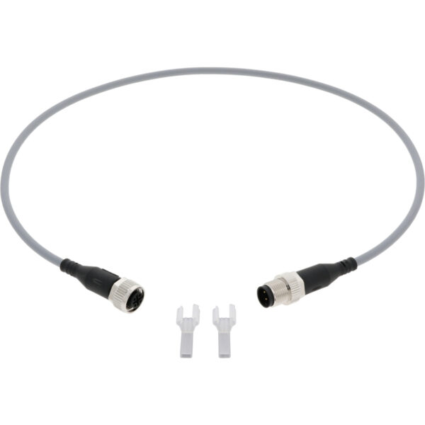 .5 meter grey connecting cable with male and female molded ends. Cable shown on white background.