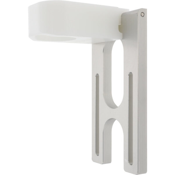 Hinged lidless can sensor mounting bracket on white background.