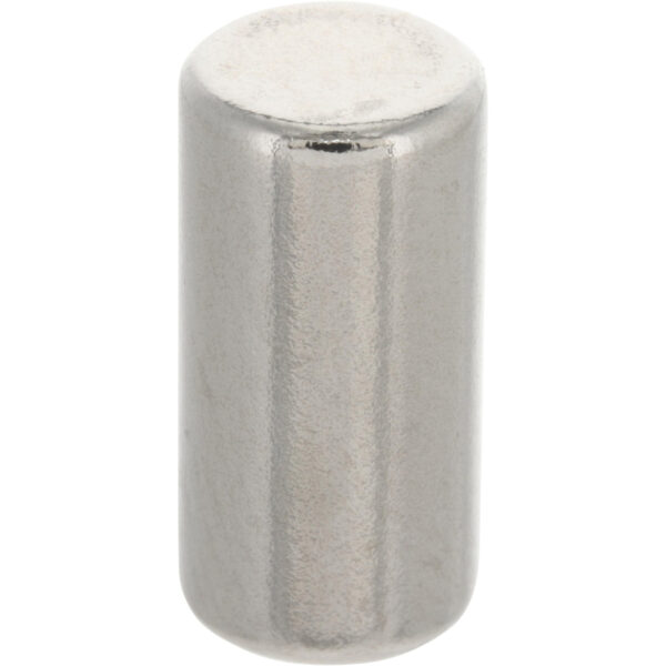 Highly reflective cylindrical magnet. 1/4" dia. x 1/2" thick. Magnet is shown on white background.