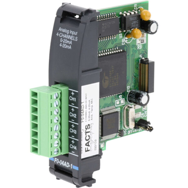 Green and black plastic analog card on white background. F0-04AD-1