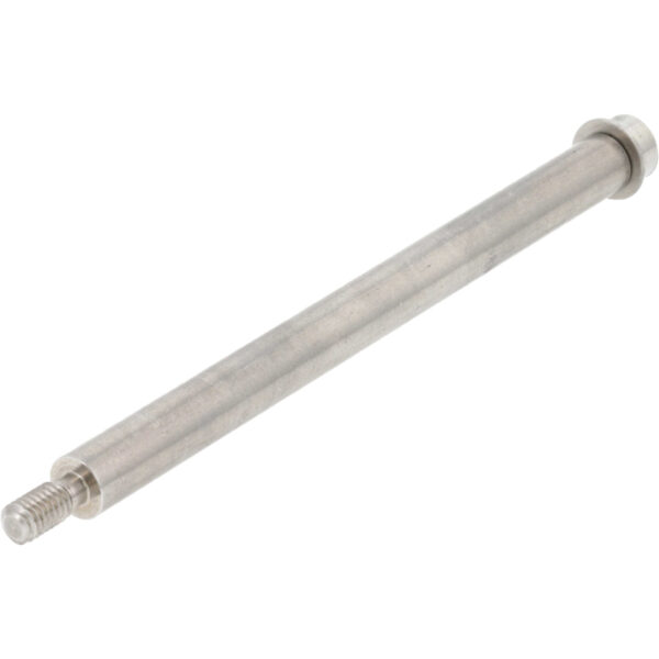 Stainless steel rod with threads on one end and an inserted socket head cap screw atop a flat washer on the other. Part shown on white background.