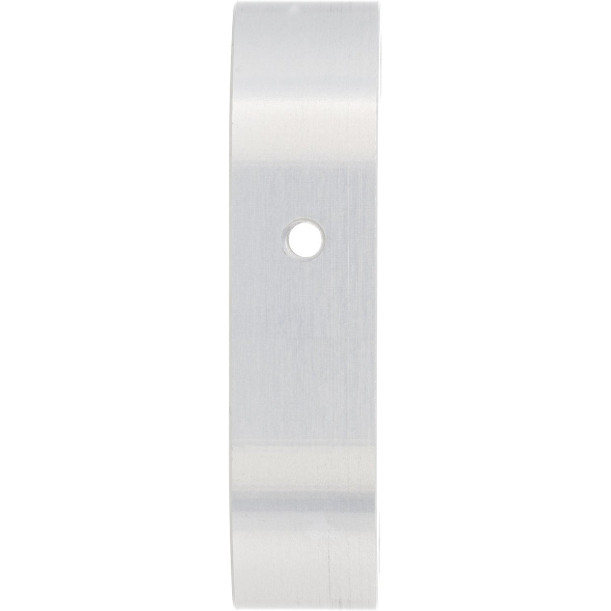 Grey hard anodized aluminum part with two through holes on the side of the part and one M3 threaded hole on the front surface. Part shown on white background.