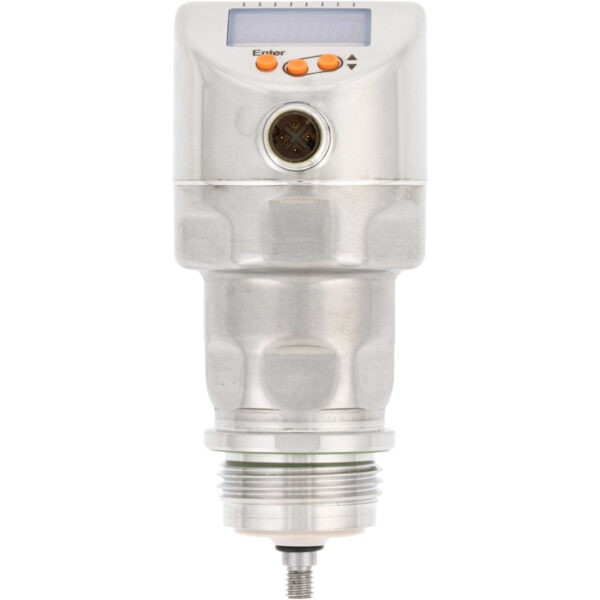 Continuous level sensor with three orange push buttons and a threaded end shown on white background.