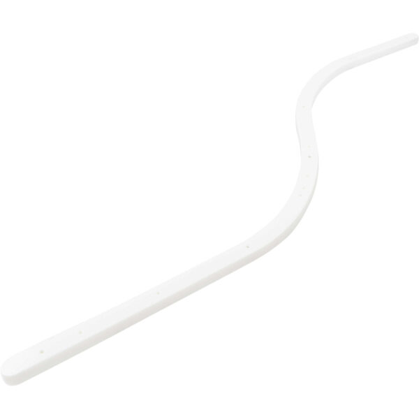 White "S" shaped plastic rail with multiple mounting holes. Rail is shown on a white background.
