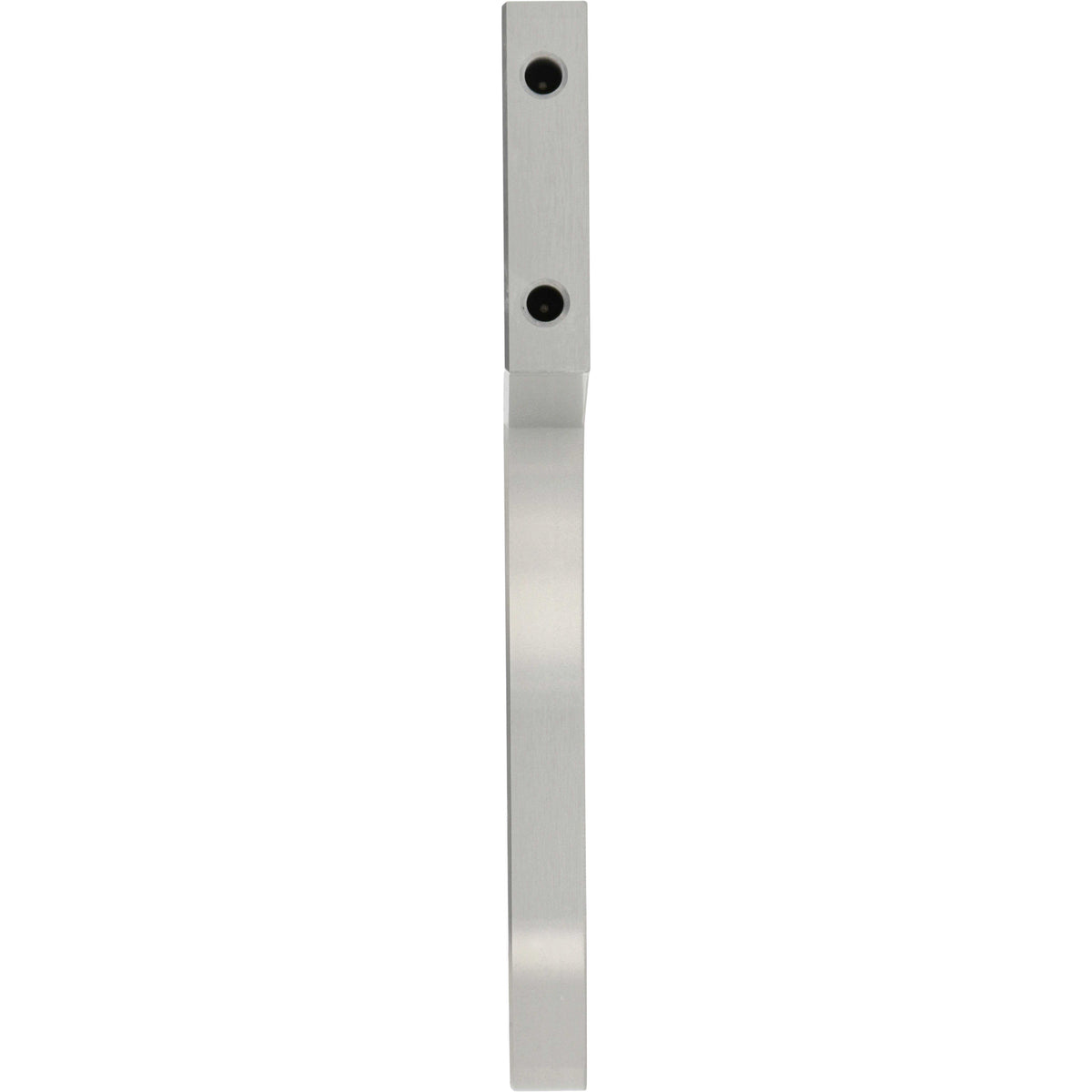 Machined hard anodized aluminum part with multiple holes shown on white background.