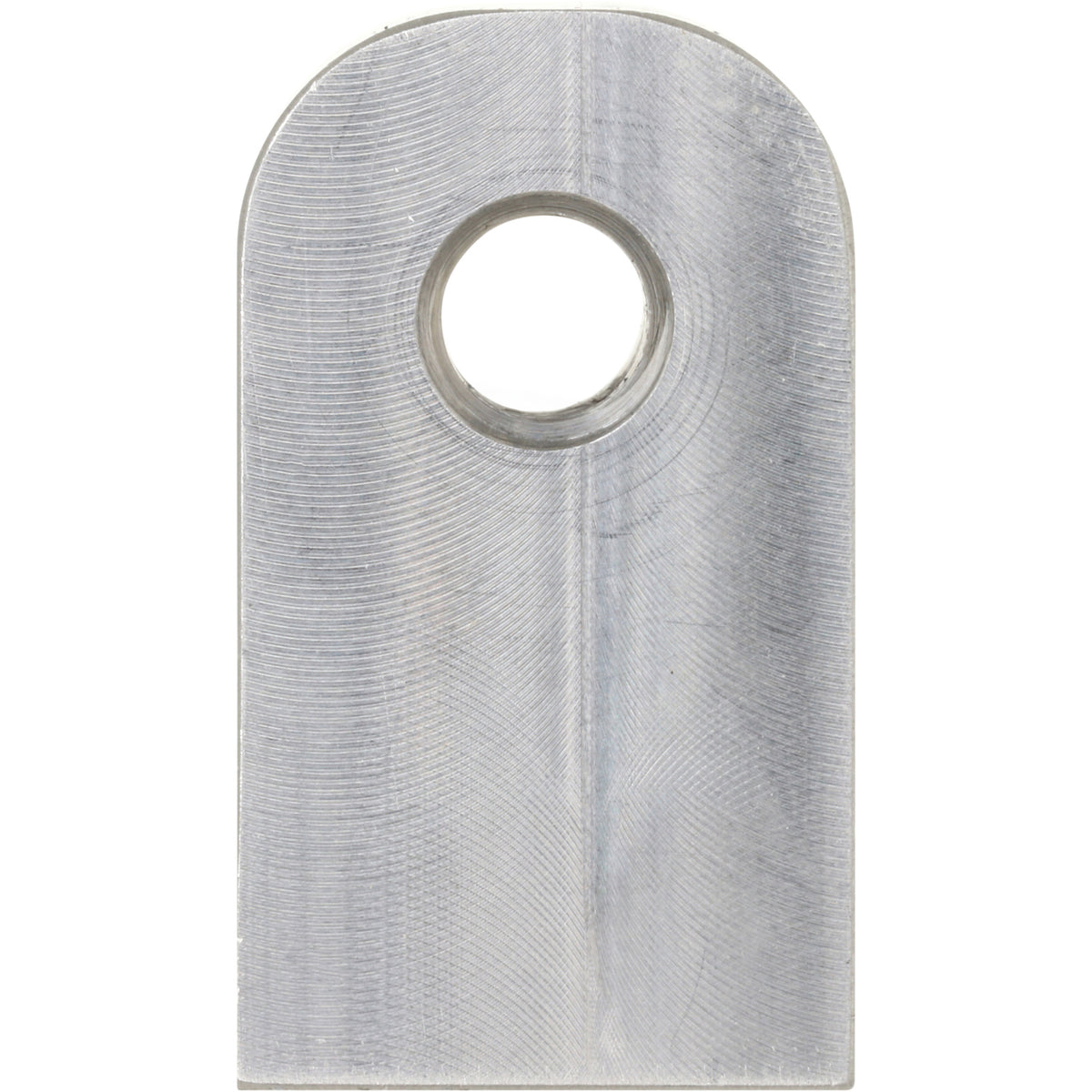 Stainless Steel Rectangular block with one rounded end and a threaded hole shown on white background.