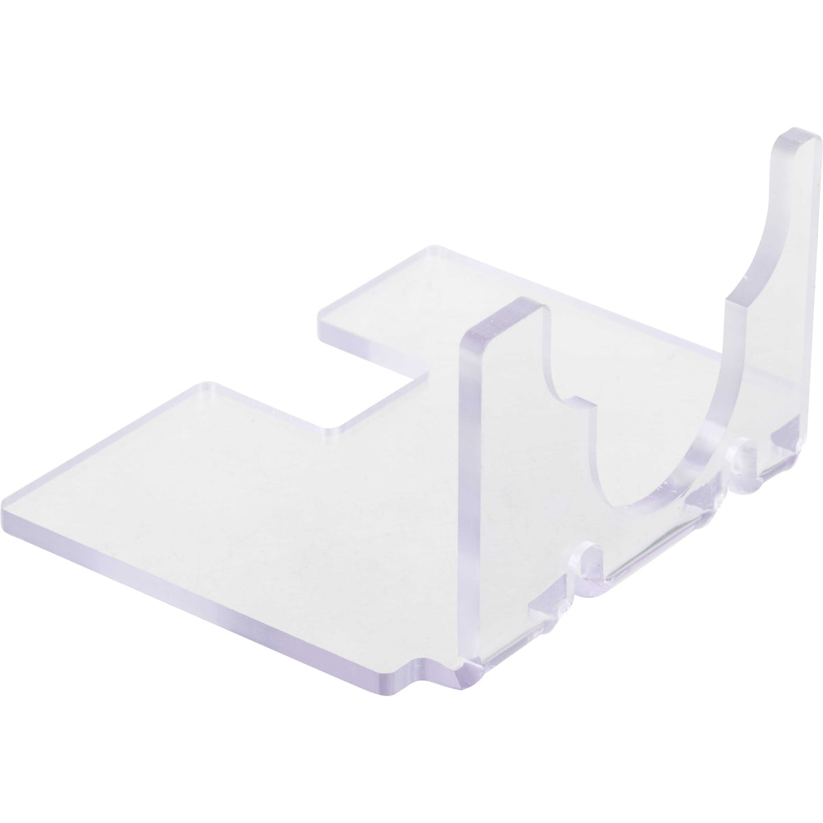 Clear bent polycarbonate guarding shown on a white background.