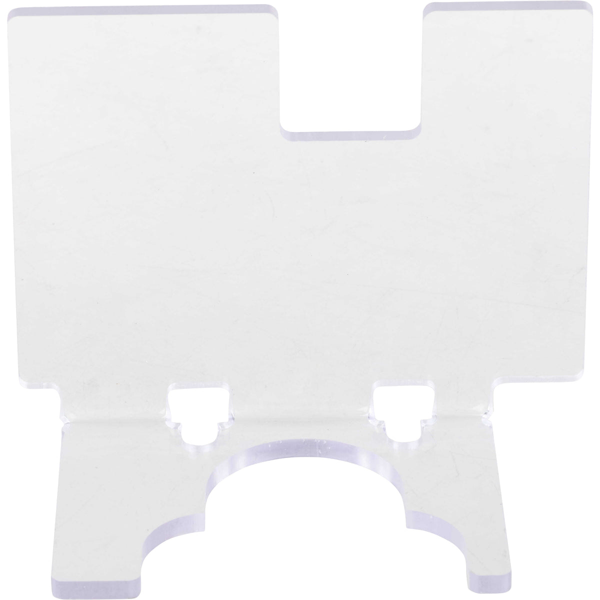 Clear bent polycarbonate guarding shown on a white background.