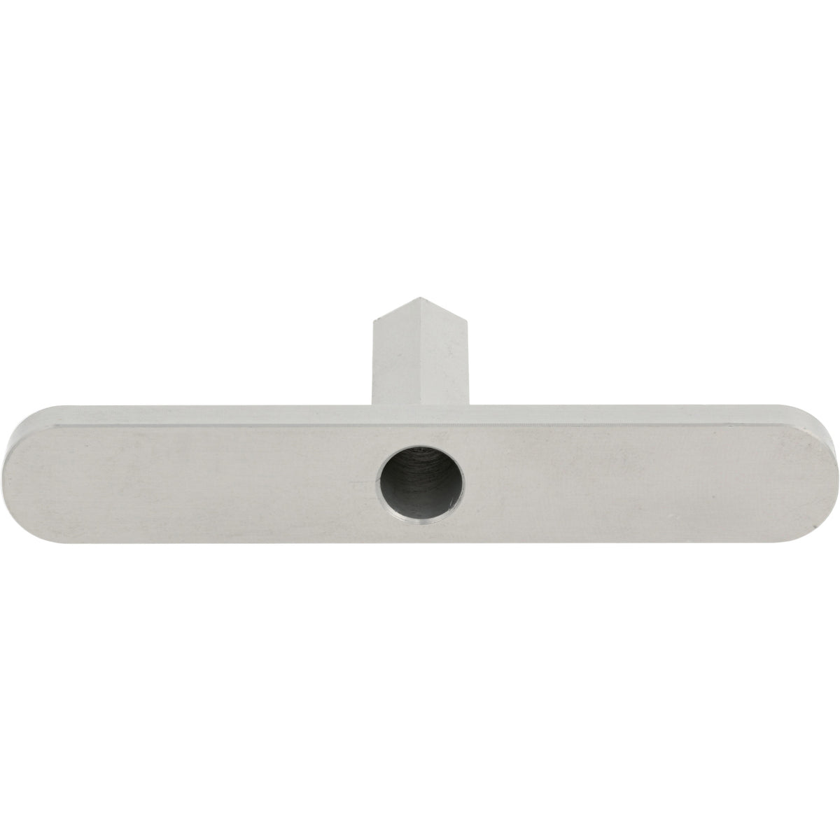 A "T" shaped part made of hard anodized aluminum with flat horizontal rounded handle and a vertical hollow hexagonal post shown on white background.